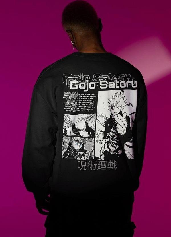 Gojo Satoru Baskılı Unisex Oversize Anime Karakter Sweatshirt - Image 1