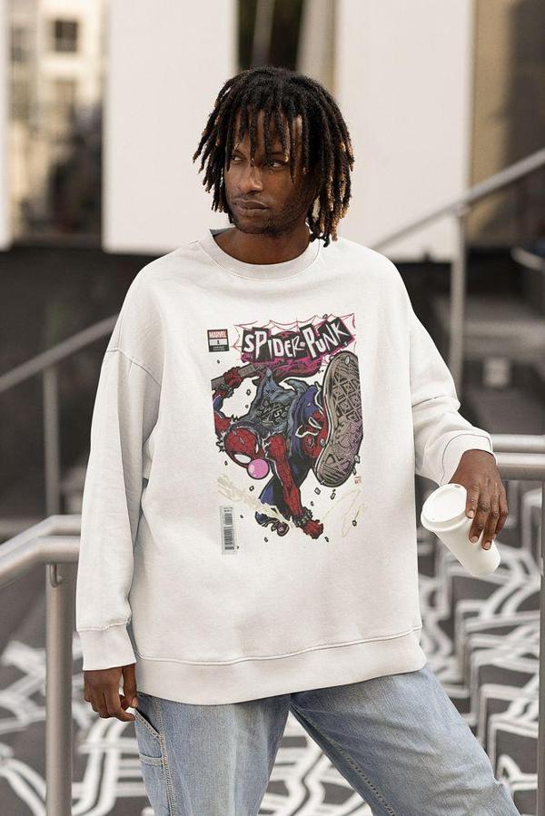 Spider-Punk Baskılı Unisex Oversize Sweatshirt - Image 1