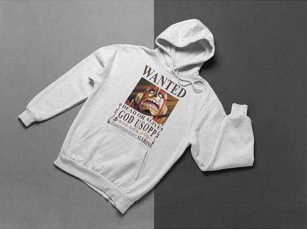 God Usopp Baskılı Unisex Oversize Anime Hoodie - Image 1