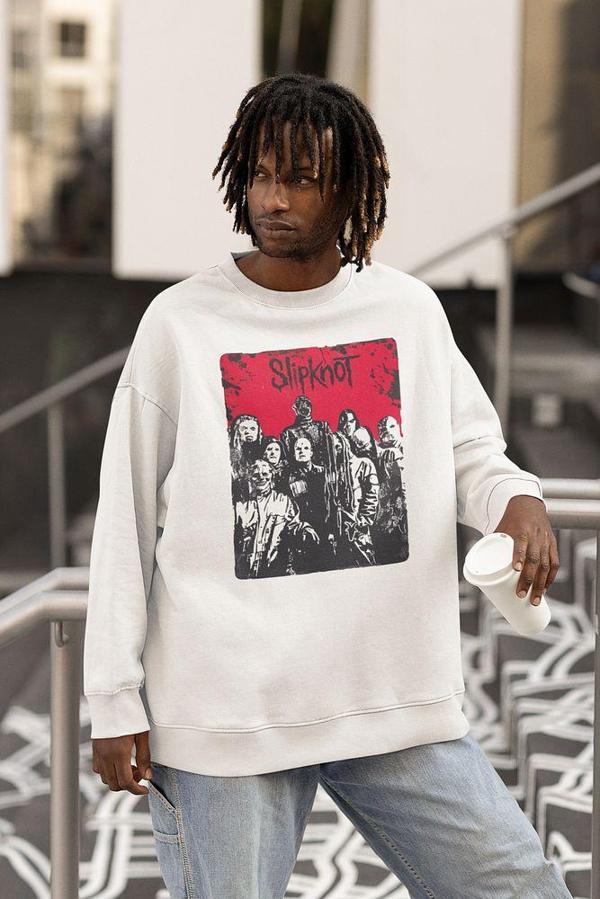 Rock Metal Müzik Grubu Baskılı Unisex Oversize Slipknot Sweatshirt - Image 1