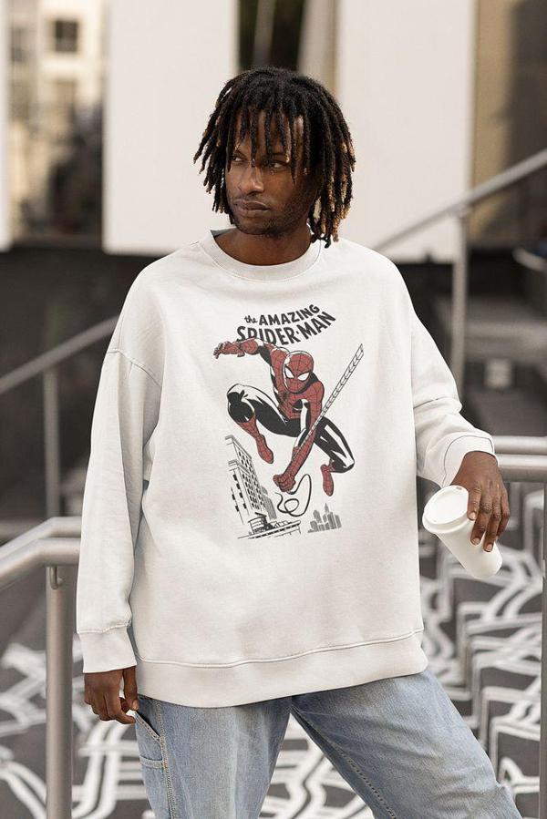 The Amazing Spider-Man Baskılı Unisex Oversize Örümcek Adam Sweatshirt - Image 1