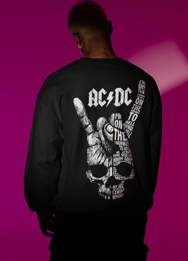 Müzik Grubu AC DC Baskılı Unisex Oversize Sweatshirt - Image 1