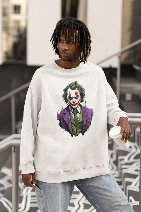 Tasarım Joker Baskılı Unisex Oversize Dc Karakter Sweatshirt - Image 1