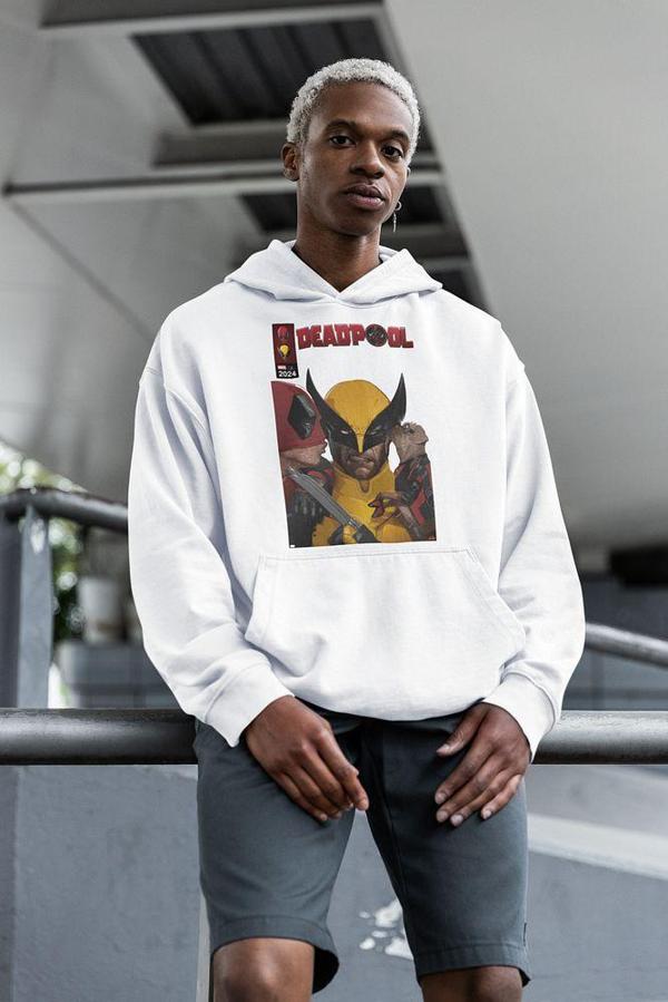Deadpool X Wolverine Baskılı Unisex Oversize Film Hoodie - Image 1