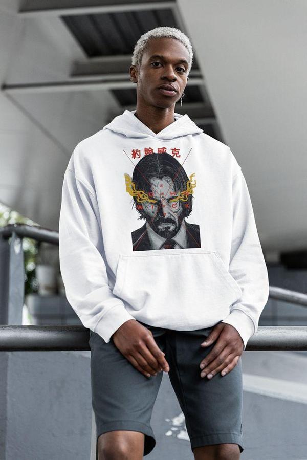 Tasarım John Wick Baskılı Unisex Oversize Hoodie - Image 1