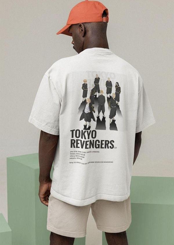 Tokyo Revengers Baskılı Unisex Tişört, Oversize Anime Tişört - Image 1