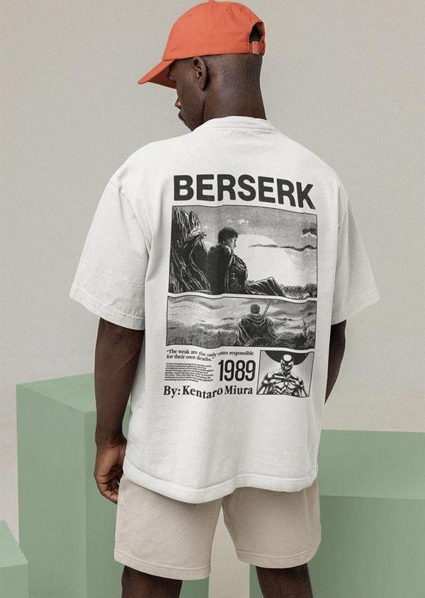 Berserk 1989 Baskılı Unisex Tişört, Oversize Anime Karakter Tişört - Image 1