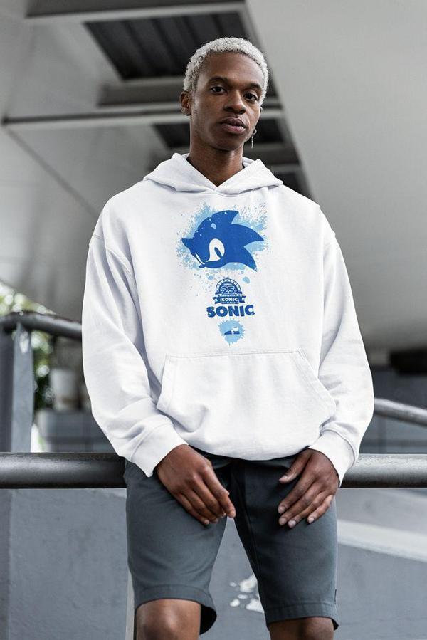 Tasarım Sonic Baskılı Unisex Oversize Çizgi Film Hoodie - Image 1