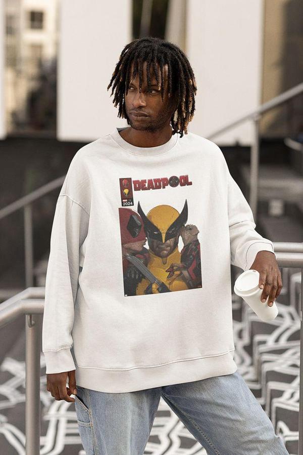 Deadpool x Wolverine Baskılı Unisex Oversize Dc Sweatshirt - Image 1