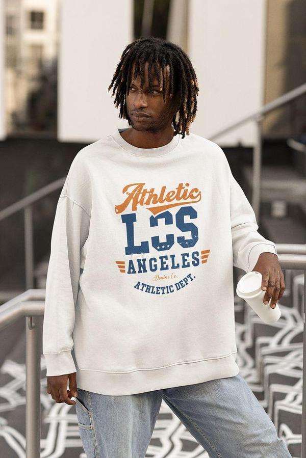 Vintage Athletic Los Angeles Yazılı Unisex Oversize Sweatshirt - Image 1