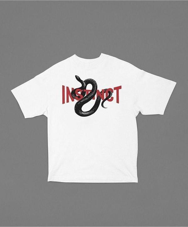 Instinct Yılan Tasarım Baskılı Unisex Tişört, Oversize Tişört - Image 1