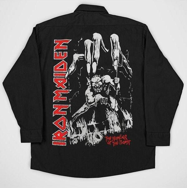 Iron Maiden Müzik Grubu Baskılı Unisex Rock Metal Cepli Gömlek - Image 1