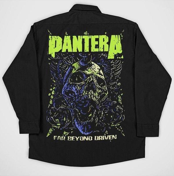 Tasarım Pantera Müzik Grubu Baskılı Unisex Rock Metal Cepli Gömlek - Image 1