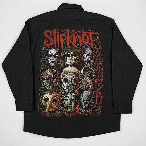 Slipknot Müzik Grubu Baskılı Unisex Rock Metal Cepli Gömlek - Image 1