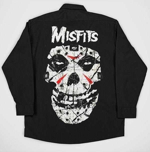 Misfits Müzik Grubu Baskılı Unisex Rock Metal Cepli Gömlek - Image 1