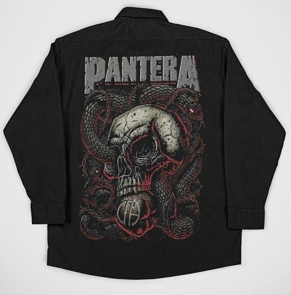 Pantera Müzik Grubu Baskılı Unisex Rock Metal Cepli Gömlek - Image 1