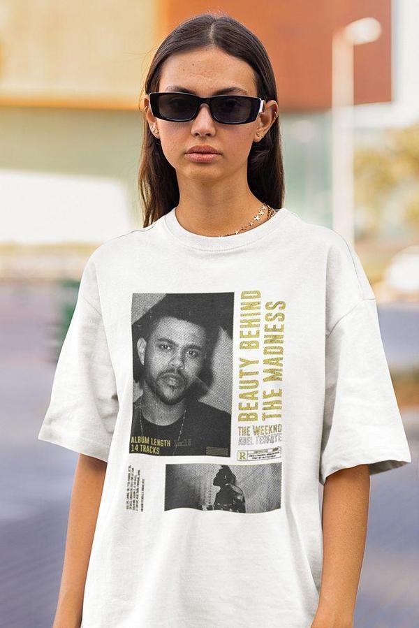 Beauty Behind The Madness The Weeknd Baskılı Unisex Oversize Tişört - Image 1