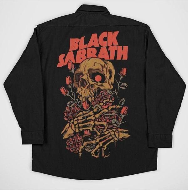 Black Sabbath Müzik Grubu Baskılı Unisex Rock Metal Cepli Gömlek - Image 1