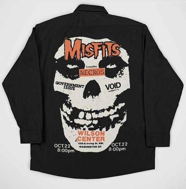 Misfits Müzik Grubu Baskılı Unisex Rock Metal Cepli Gömlek - Image 1