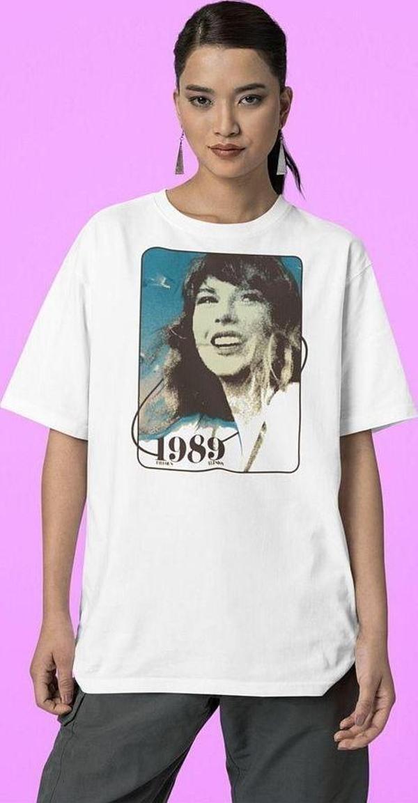 1989 Taylor Swift Baskılı Unisex Tişört, Oversize Şarkıcı Tişört - Image 1