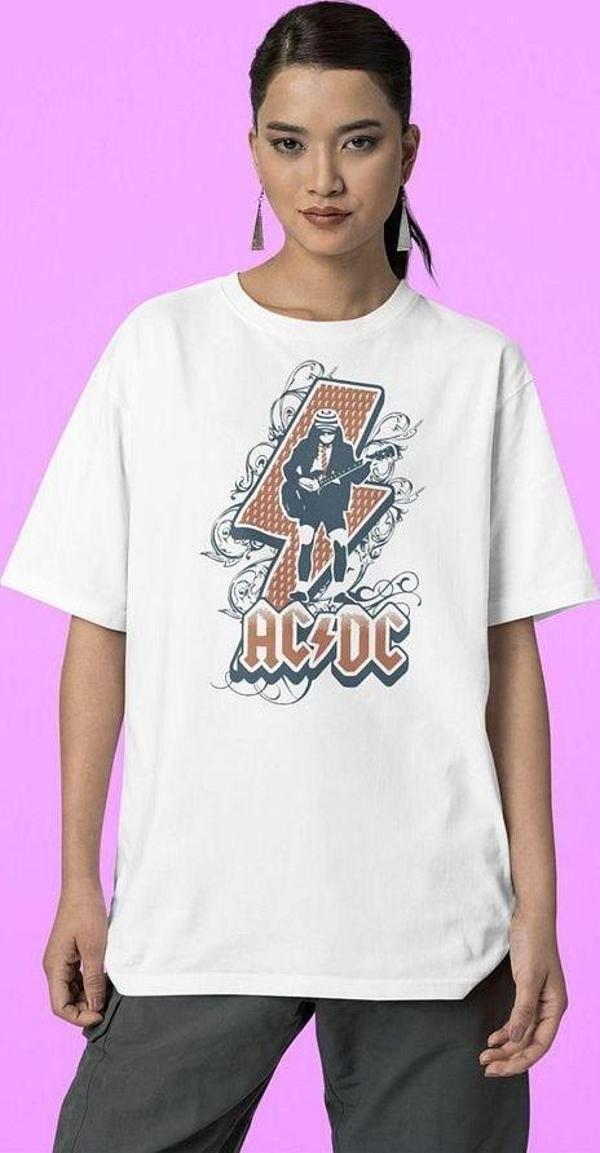 AC DC Rock Metal Grubu Baskılı Unisex Tasarım Tişört, Oversize Müzik Tişört - Image 1