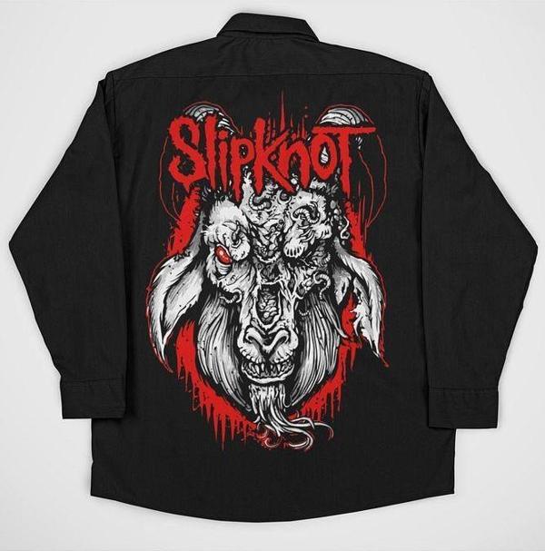 Slipknot Müzik Grubu Baskılı Unisex Rock Metal Cepli Gömlek - Image 1