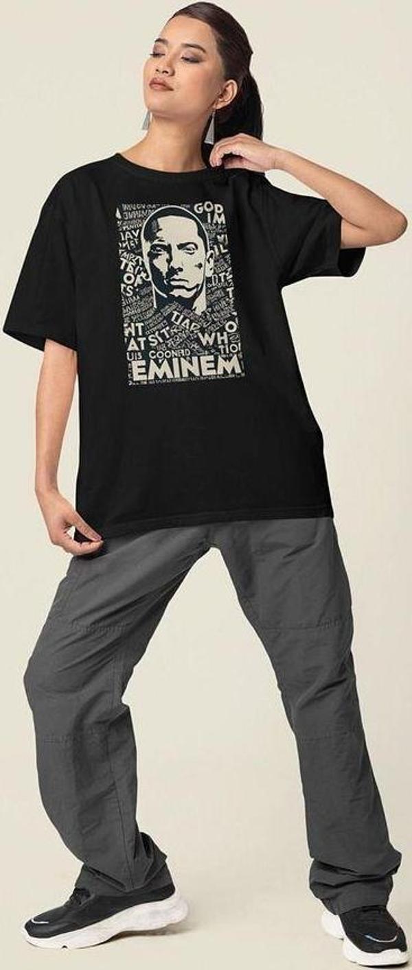Eminem Rapper Baskılı Unisex Baskılı Tişört, Oversize Rap Tişört - Image 1