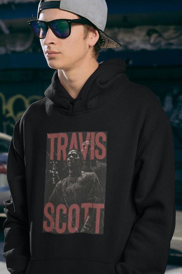 Travis Scott Rapper Baskılı Unisex Oversize Hoodie - Image 1