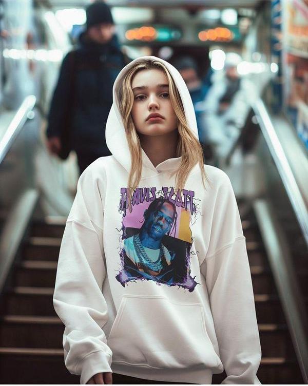 Travis Scott Baskılı Unisex Oversize Rapper Hoodie - Image 1