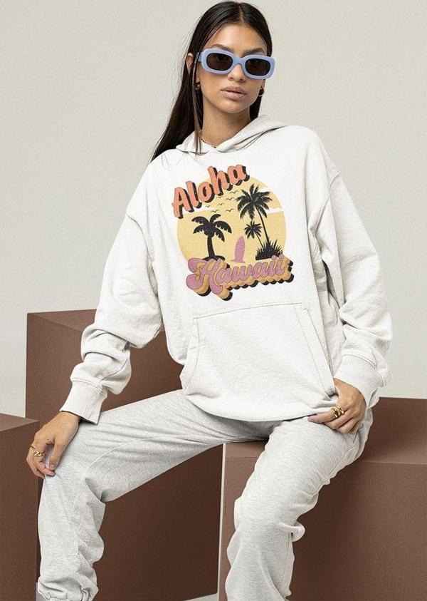 Aloha Hawaii Yaz Temalı Unisex Oversize Hoodie - Image 1