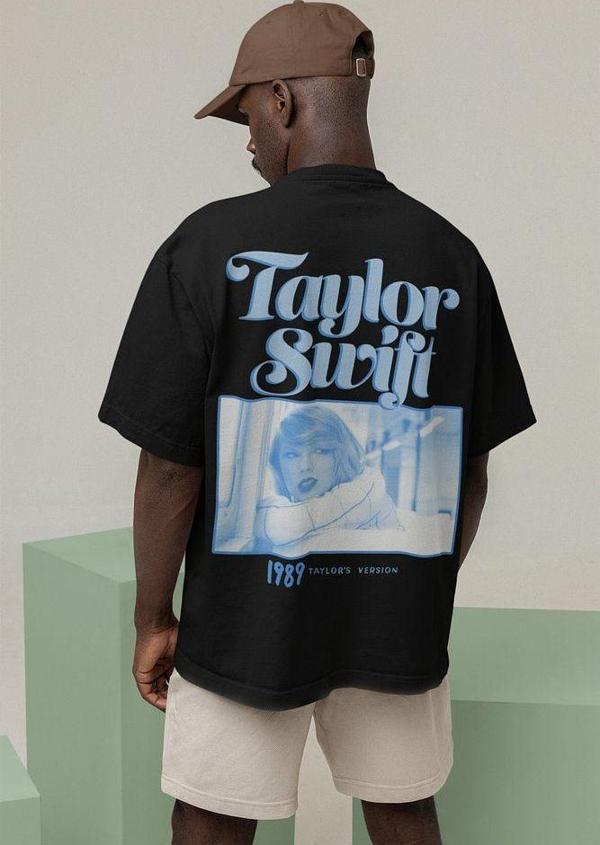 Tasarım Taylor Swift Baskılı Unisex Oversize Şarkıcı 1989 Tişört - Image 1