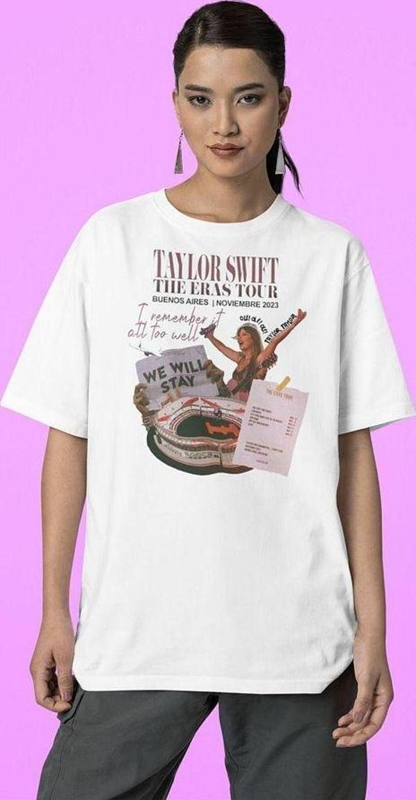 Taylor Swift The Eras Tour Baskılı Unisex Oversize Şarkıcı Tişört - Image 1