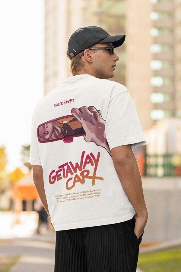 Getaway Car Taylor Swift Baskılı Unisex Oversize Şarkıcı Tişört - Image 1