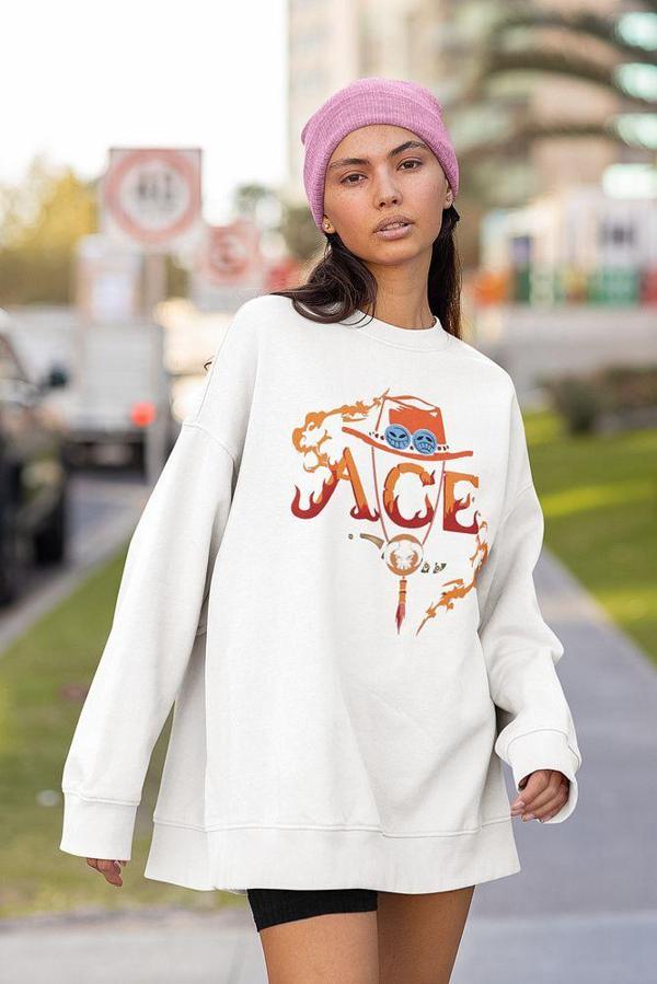 Ace Anime Karakter Baskılı Unisex Oversize Sweatshirt - Image 1