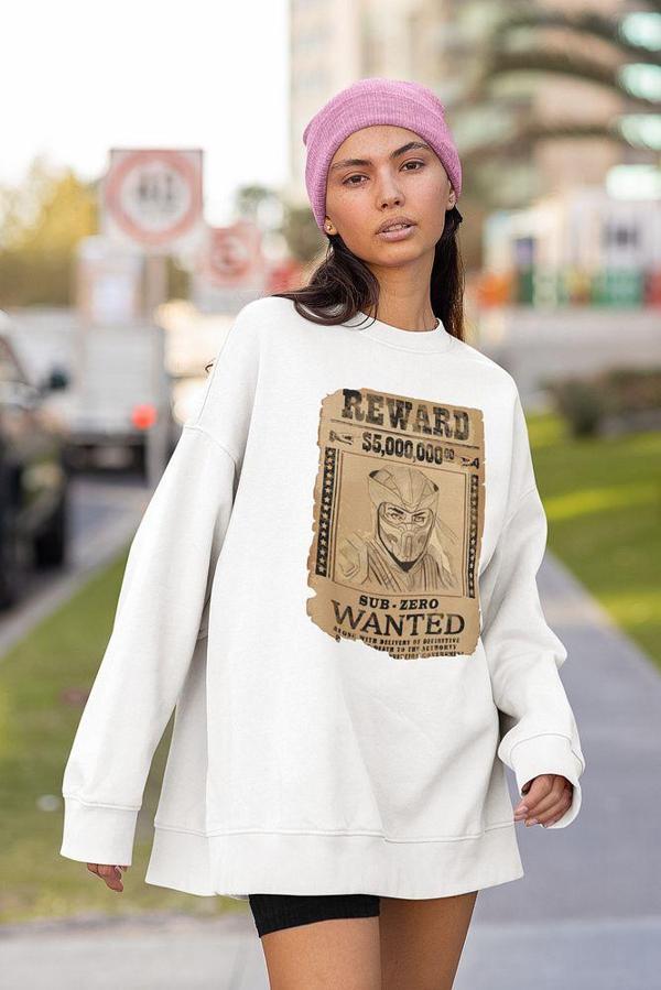 Sub-Zero Wanted Reward Yazılı Unisex Oversize Anime Sweatshirt - Image 1
