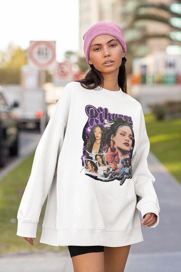 Tasarım Rihanna Bad Girl Baskılı Unisex Oversize Sweatshirt - Image 1