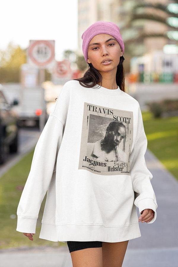 Travis Scott Baskılı Unisex Oversize Rapper Sweatshirt - Image 1