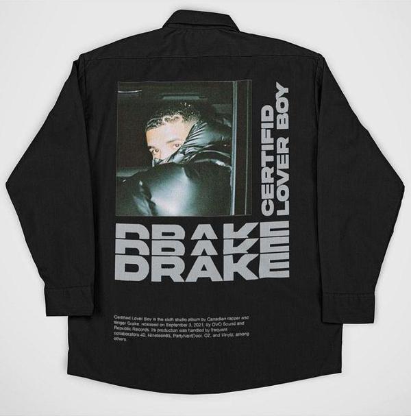 Drake Lover Boy Baskılı Unisex Rapper Cepli Gömlek - Image 1