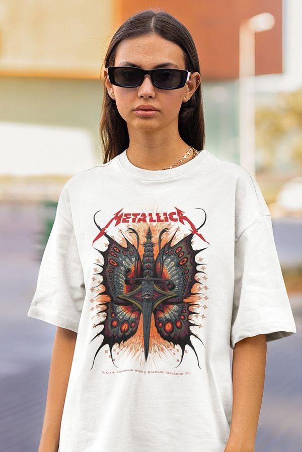 Tasarım Metallica Rock Metal Müzik Grubu Baskılı Unisex Oversize Tişört - Image 1