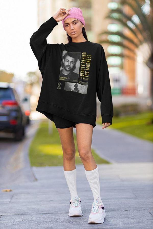 The Weeknd Beauty Behind The Madness Yazılı Unisex Oversize Rapper Sweatshirt - Image 1