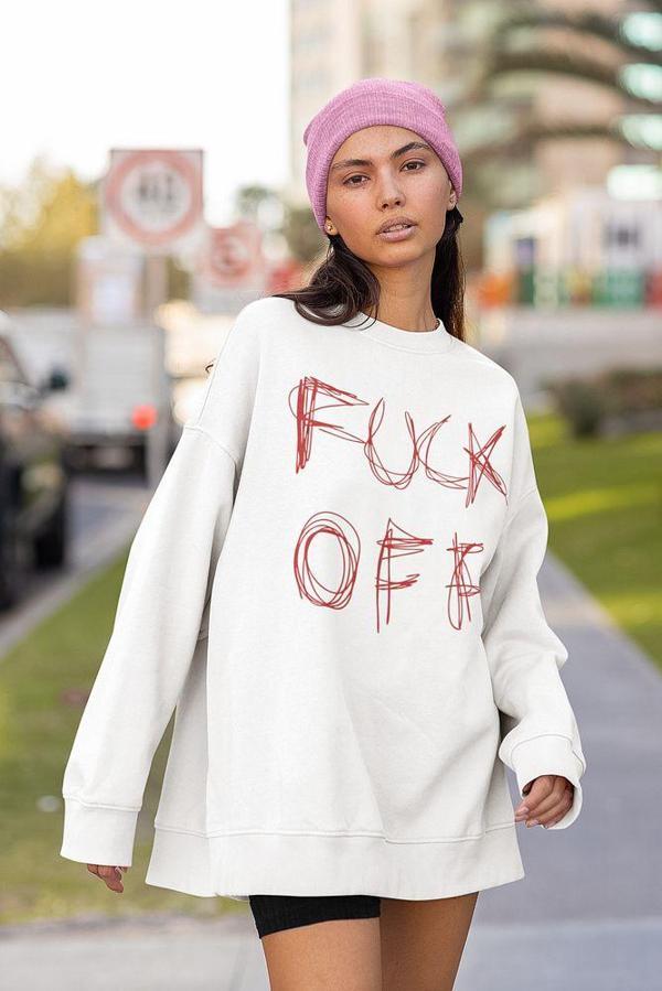 Fucck Off Yazılı Unisex Oversize Sweatshirt - Image 1