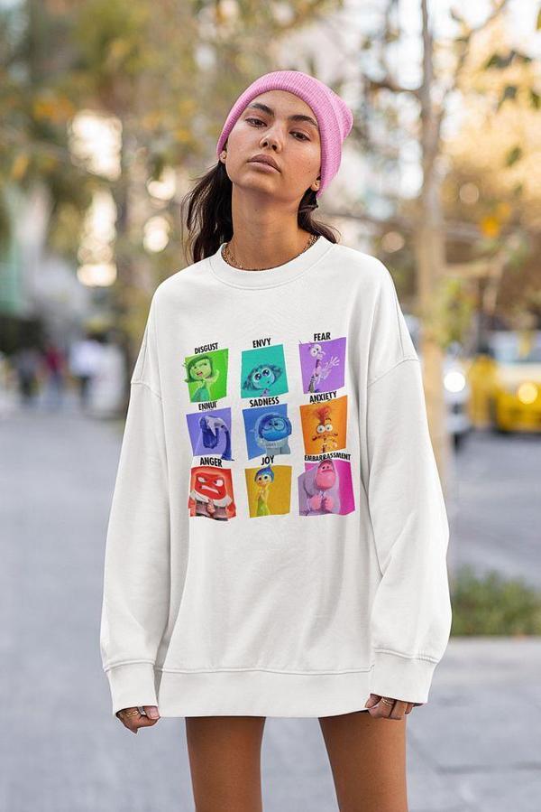 Ters Yüz Insiide Out Baskılı Unisex Oversize Çizgi Film Sweatshirt - Image 1