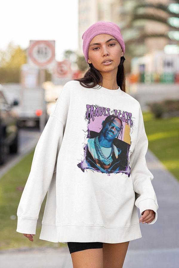 Travis Scott Baskılı Unisex Oversize Rapper Sweatshirt - Image 1