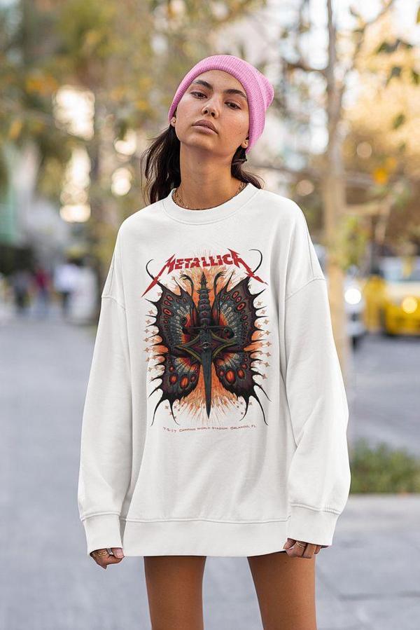 Metallica Baskılı Unisex Oversize Rock Metal Sweatshirt - Image 1
