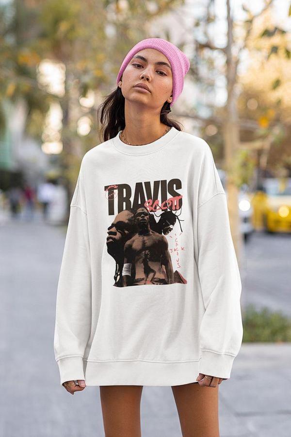 Tasarım Travis Scott Baskılı Unisex Oversize Şarkıcı Rapper Sweatshirt - Image 1