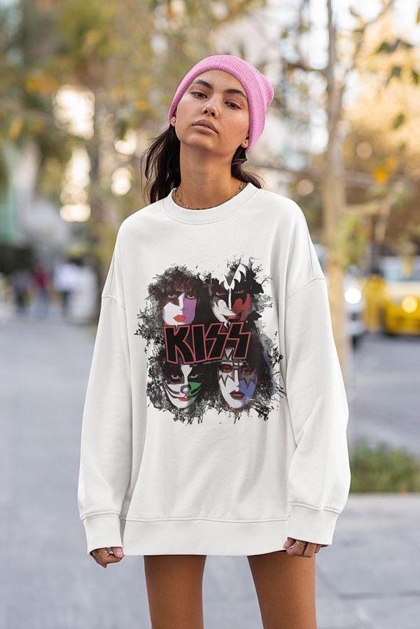 Rock Metal Müzik Grubu Baskılı Unisex Oversize Kiss Sweatshirt - Image 1