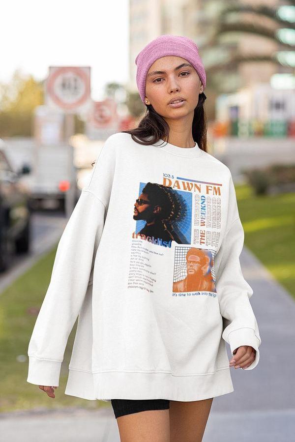 103.5 Dawn Fm The Weeknd Baskılı Unisex Oversize Rapper Sweatshirt - Image 1