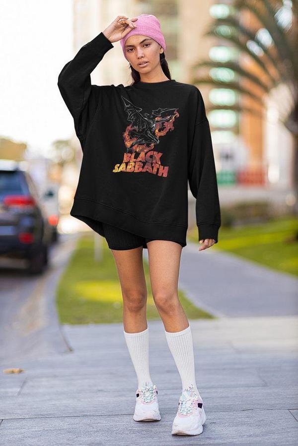 Black Sabbath Baskılı Unisex Oversize Müzik Grubu Sweatshirt - Image 1