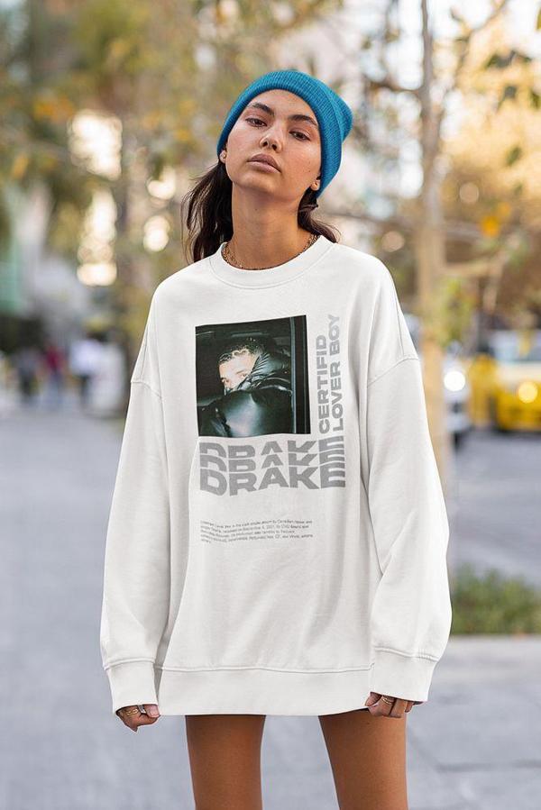 Drake Lover Boy Baskılı Unisex Oversize Rapper Sweatshirt - Image 1