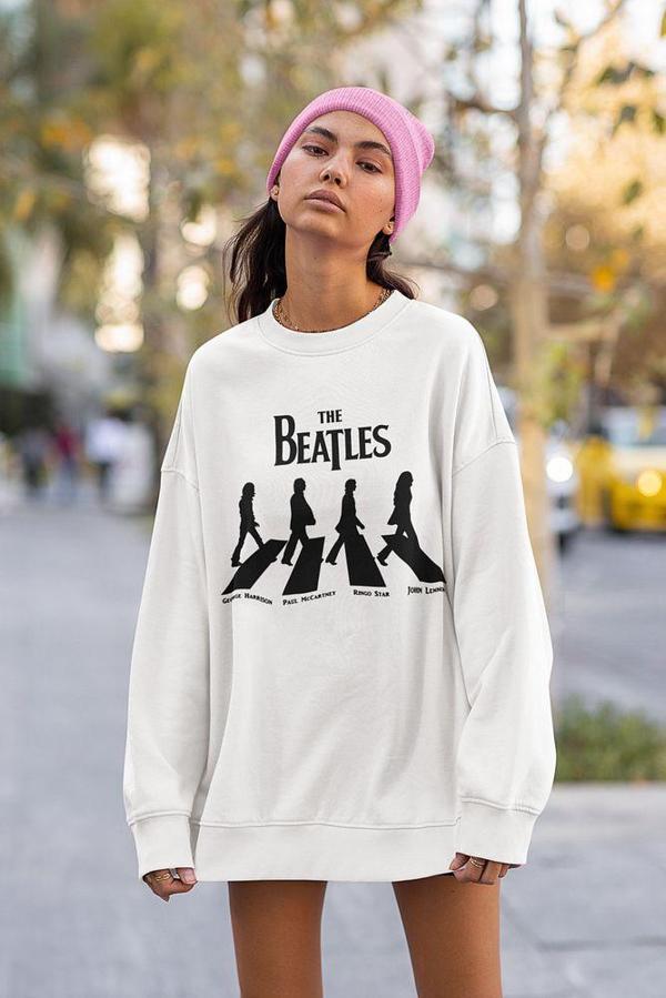 The Beatles Baskılı Unisex Oversize Müzik Grubu Sweatshirt - Image 1
